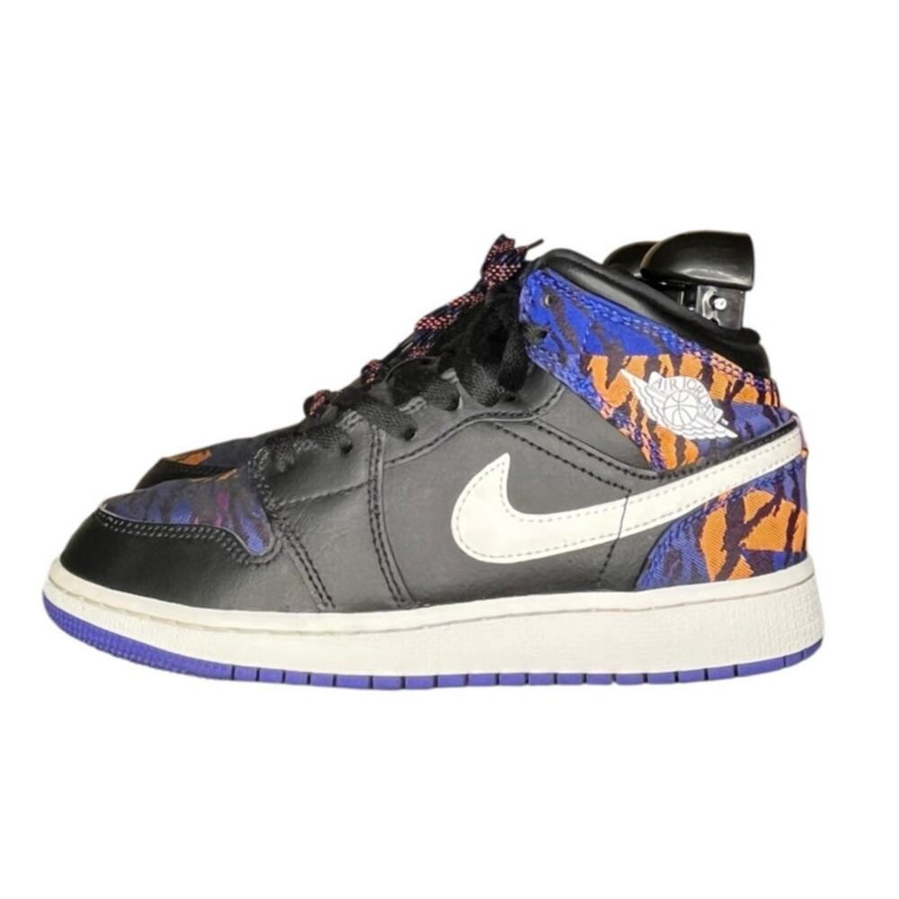 Nike Kids Black White Purple Orange High-Top Sneakers